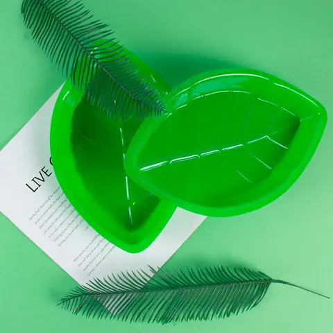 6 st palmbladsformade återanvändbara matbricka kakor chips godispaket tallrik för djungelfestdekor hawaiiansk sommarfestdekor 10 best sales godisbordsdekorationer - №7