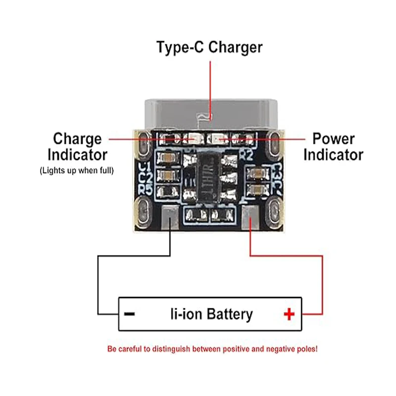Mini Lithium Battery Charging Board Module 3.7V 4.2V 18650 Lithium Battery Charger Protection Board with Type-C Interface