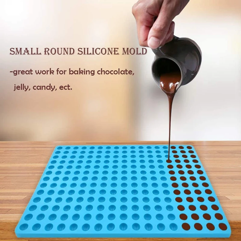 2Pcs Small Round Silicone Chocolate Drops Mold,Semi Sphere Gummy Sweet Candy Molds, 221-Cavity & 468-Cavity