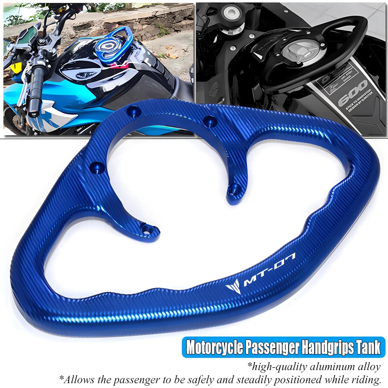 

For MT-07 MT07 MT 07 Tracer FZ07 FZ-07 2014-2024 Universal CNC Passenger Handgrips Hand Grip Tank Armrest Grab Handle Bar