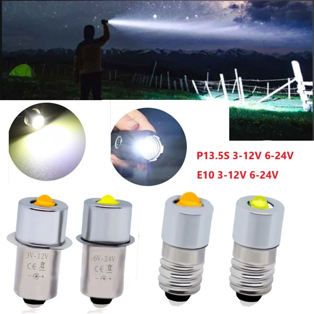 2Pcs 13.5S /E10 LED Flashlight Bulbs 3W LEDs Maglite LED Upgrade Replacement Bulb DC3-12V/6-24V White/Warm White.