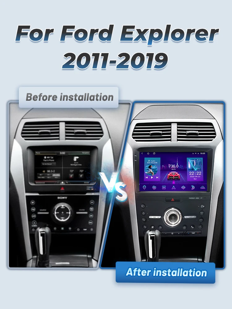 For Ford Explorer 2011-2019 10.1Inch Car Stereo DVD Player Radio Screen OEM Frame Panel Android Auto Wifi FM RDS Complete Set