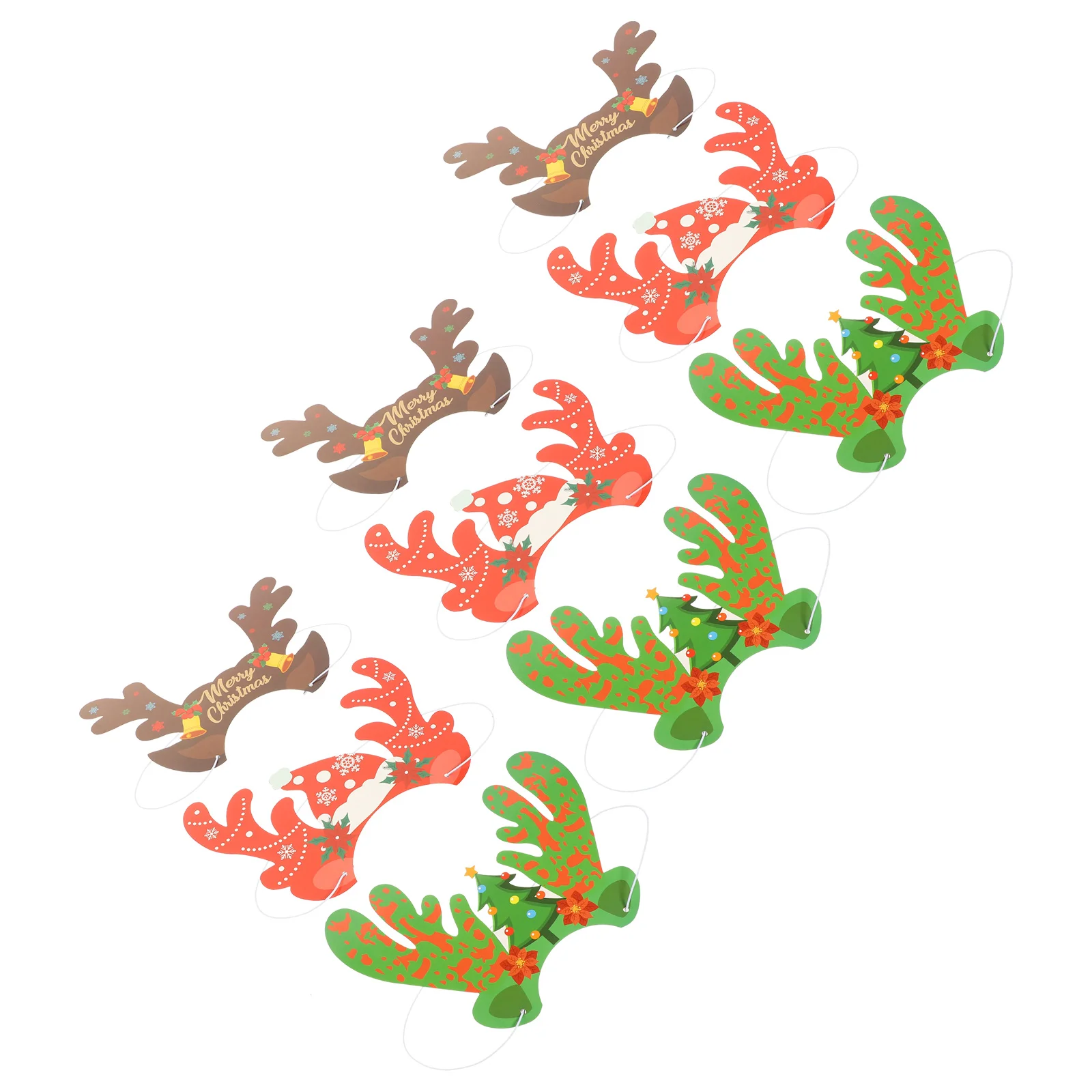 

9 Pcs Reindeer Antler Hats Christmas Paper Headdresses Xmas Party Accessories Child Size Smooth Surface Role Playing Cosplay