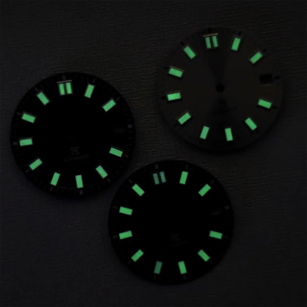 

Mod 28.5mm Dial NH35 Watch Dial Fit For NH35 NH36 Movement 28.5mm Green Luminous Watch Faces Dial Modified Parts