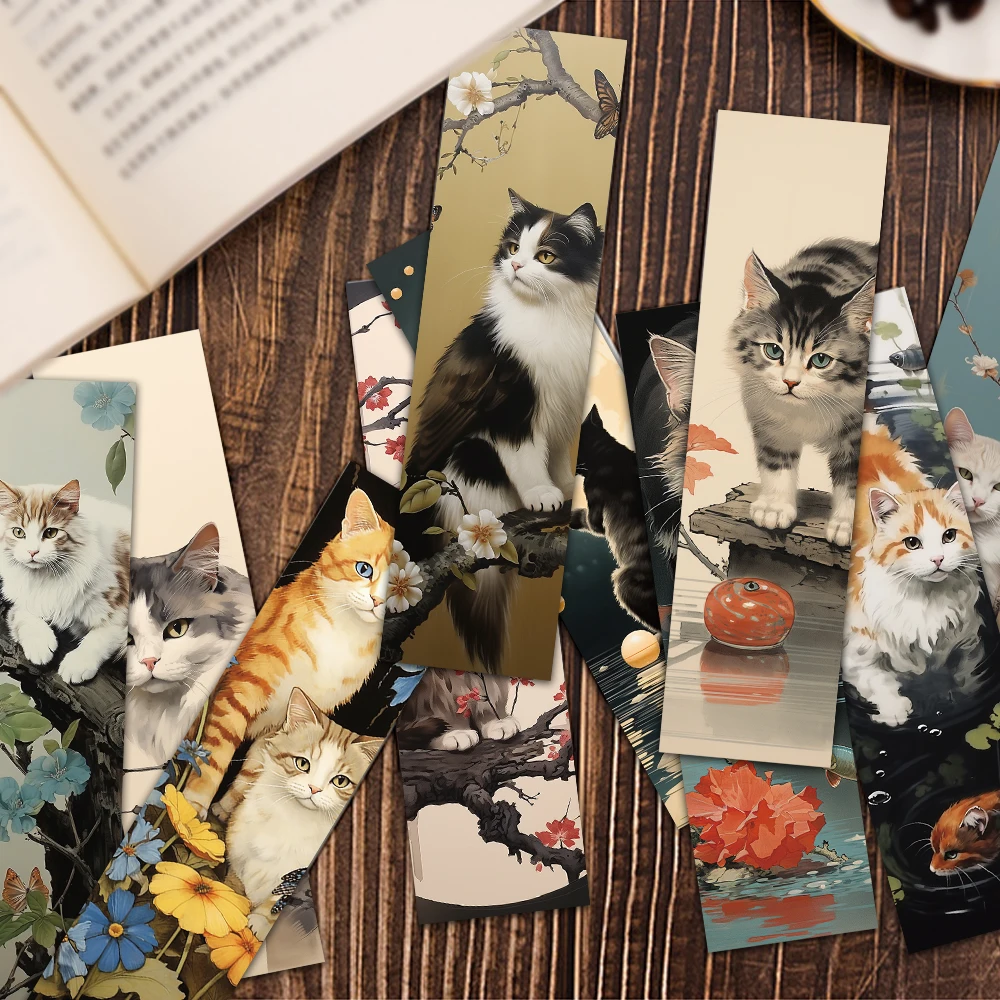 30pcs Japanese Cats Bookmarks Reading Pages Books Labeled Stationary Supplies DIY Creative Aesthetic Bookmark Students Gifts