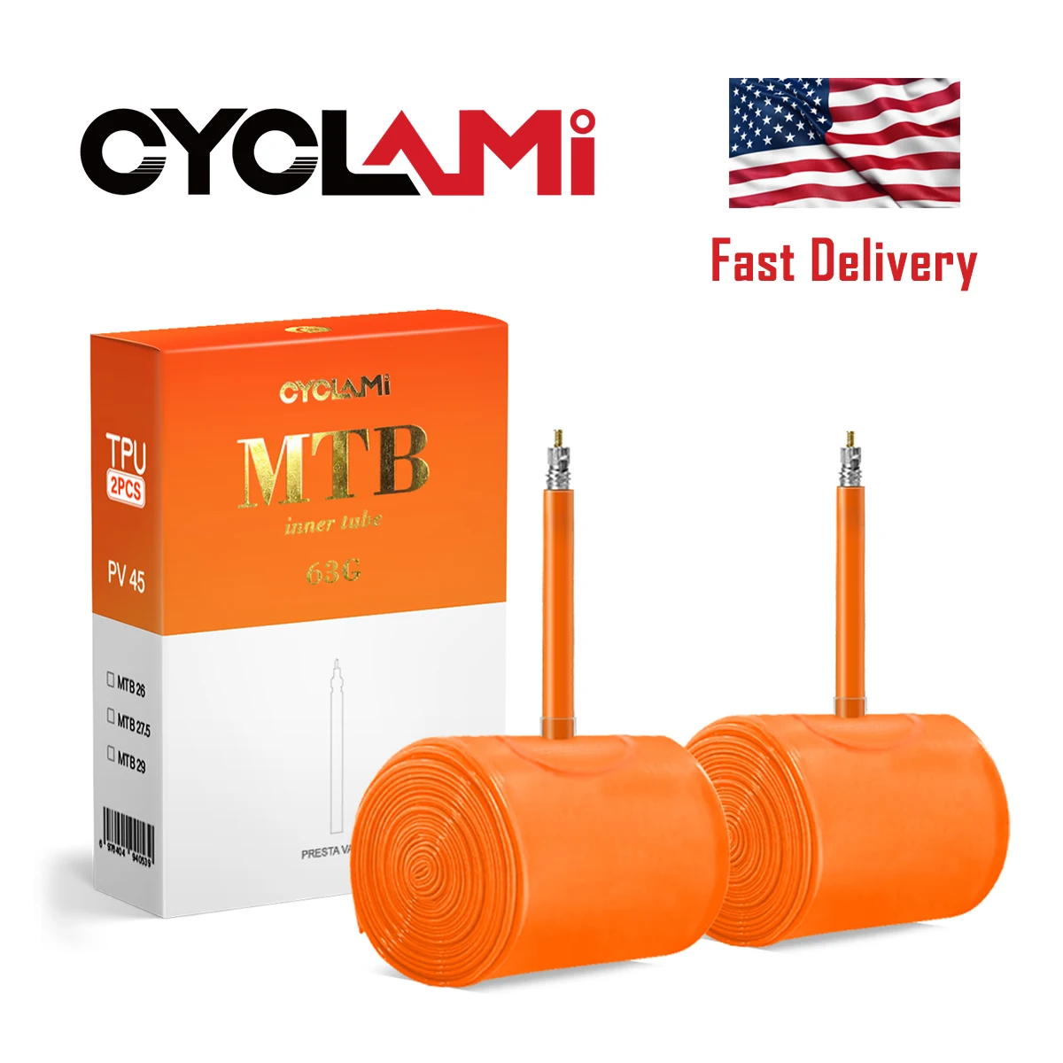 

CYCLAMI Ultralight Bike Inner Tube 26 27.5 29 Inches MTB Bicycle TPU Material Tire 45mm French Valve Super Light Anti-Oxidation