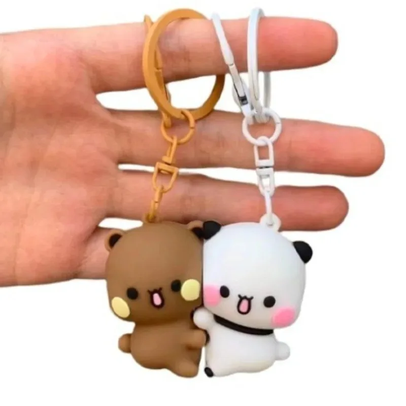 //Cute Backpack Pendant with Toy Figures Couple Accessories Ideal Fantasy Themed Gift Cartoon Panda Bubu Dudu Magnetic Keychain view 4