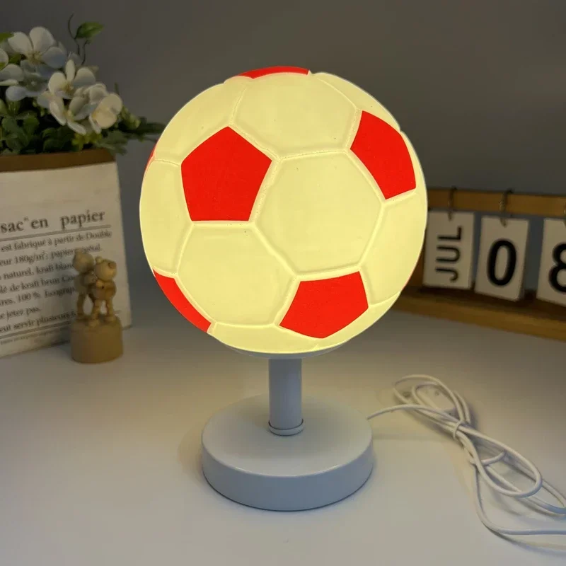 Soccer Ball Shape Decoration Usb table lamp Bedroom Decoration Modern LED Lights for Room Home Planet Creative Glass Table Lamp