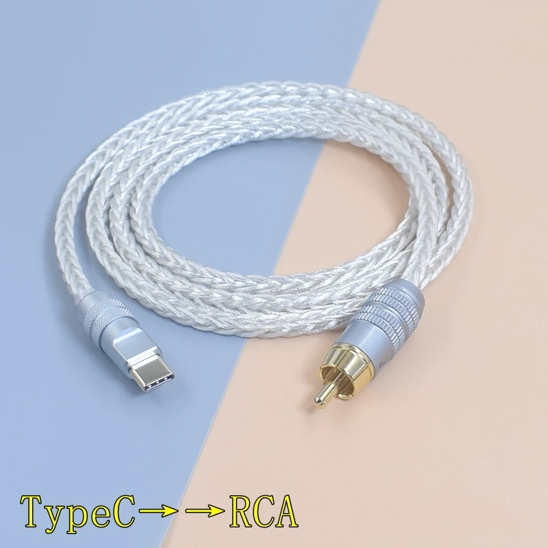 7N монокристаллический медный посеребренный Type-C USB A к RCA мобильному телефону компьютер аудио декодер ЦАП DSP усилитель коаксиальный кабель