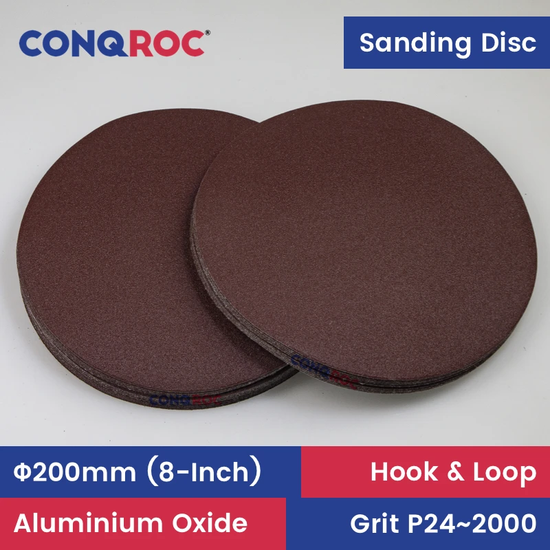 200mm(8-Inch) Sanding Discs Aluminum Oxide Sanding Papers Hook and Loop 25-Piece Grit P24~2000