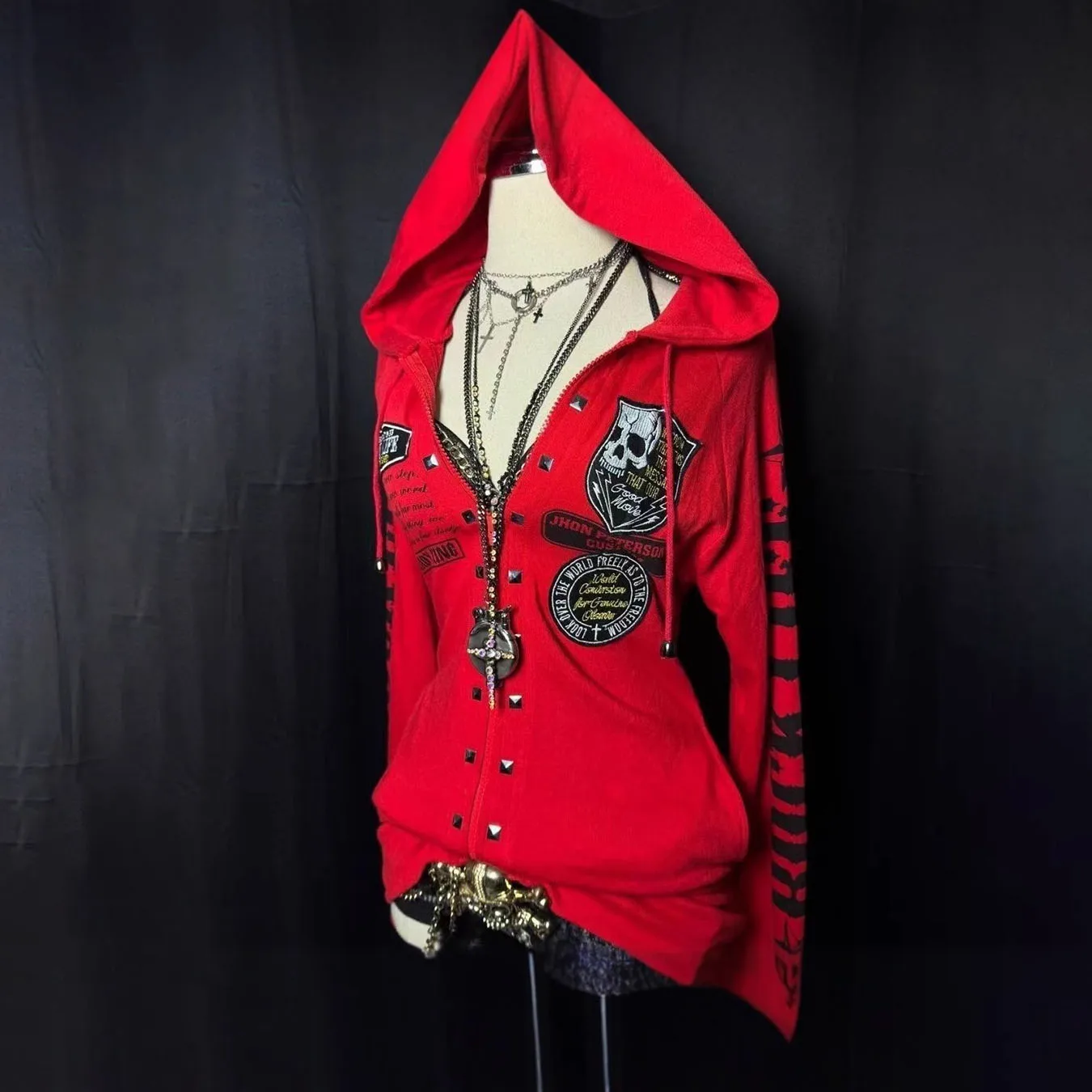 Early Spring New Y2K Trendy Street Style Personalized Skull Print Casual Loose Hoodie Jacket