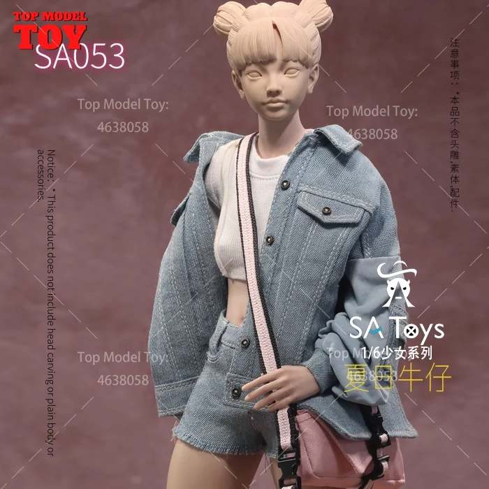 SA Toys SA053 1/6 Scale Summer Denim Set Clothing Shorts Socks Set Model Fit 12'' Female Soldier AT203 Action Figure Body Dolls