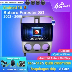 Android 15 Carplay Auto 2K Screen Car Radio Multimedia Player For Subaru Forester SG 2002 - 2008 DSP Autoradio Stereo Head Unit