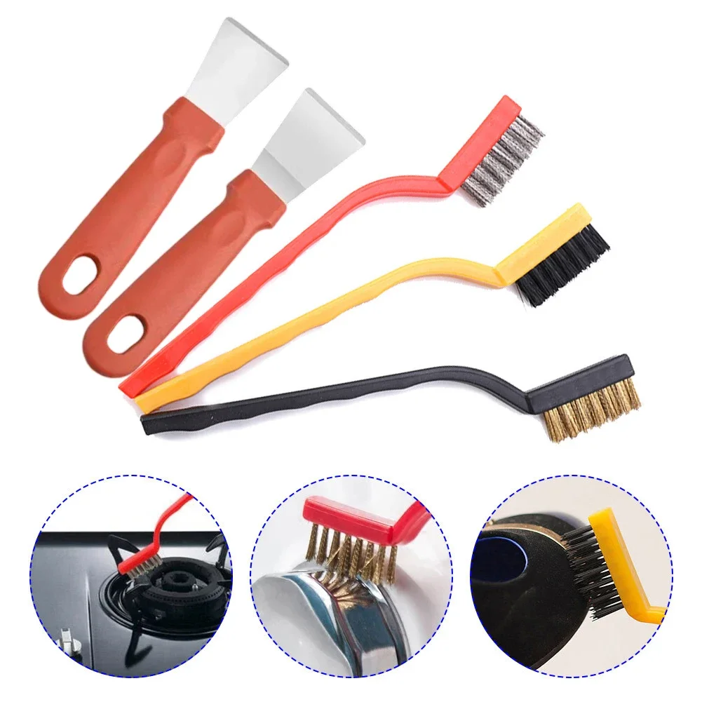 Wire Brush Shovel Putty Scraper Set Stainless Steel Brass Nylon Wire Brushes Set Stainless Steel Longlasting Shovel Cleaningtool