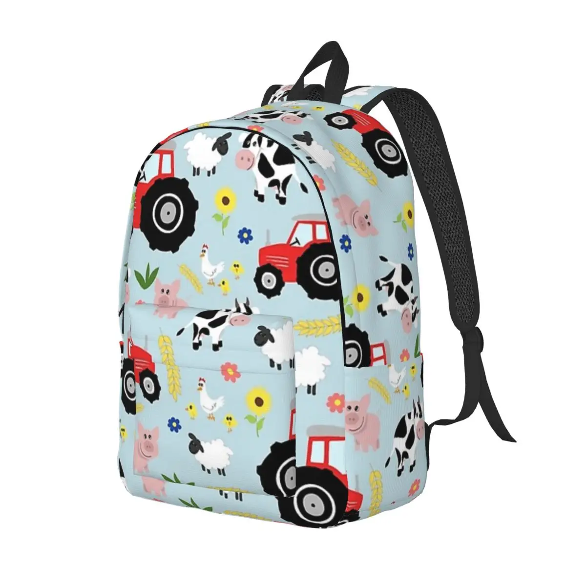 Cute Kids Red Tractor Farm Animal Pattern Backpack Daypack Children BookBag School Bag Shoulder Bags for Men Women