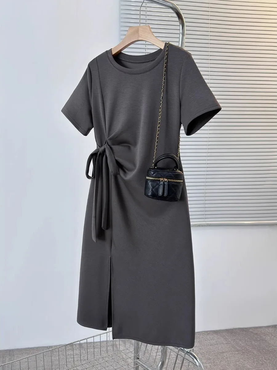 

Faionable корейская круглая женская футболка с застежкой на талии Dr, летняя утягивающая футболка больших размеров Dr Sli для поездок на работу и ветер