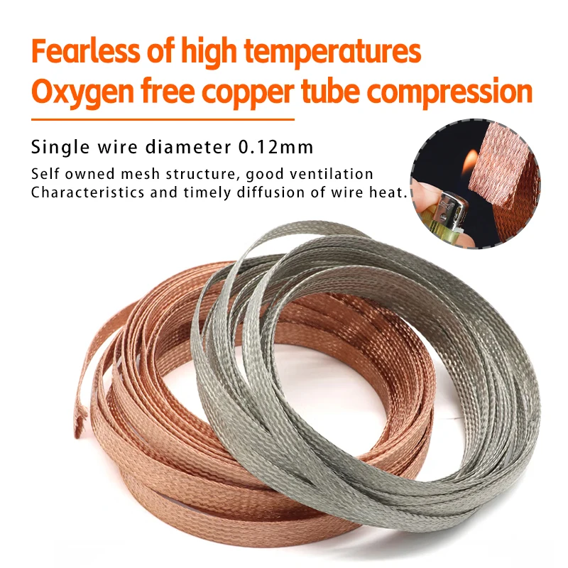 XSSH DIY Flexible Tensile HIFI Pure Copper Plated Tin Shielding 2 -30mm Braided Zipper Cable Sleeve Wire Line Cord Sleeving Tube