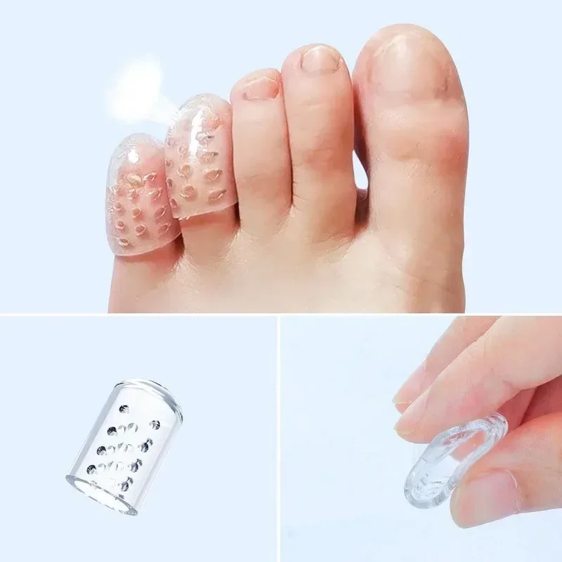 2-20pcs Transparent Silicone Toe Covers Women Gel Little Toes Protector Tube Foot Care Finger Caps Elasticity Prevents Blisters