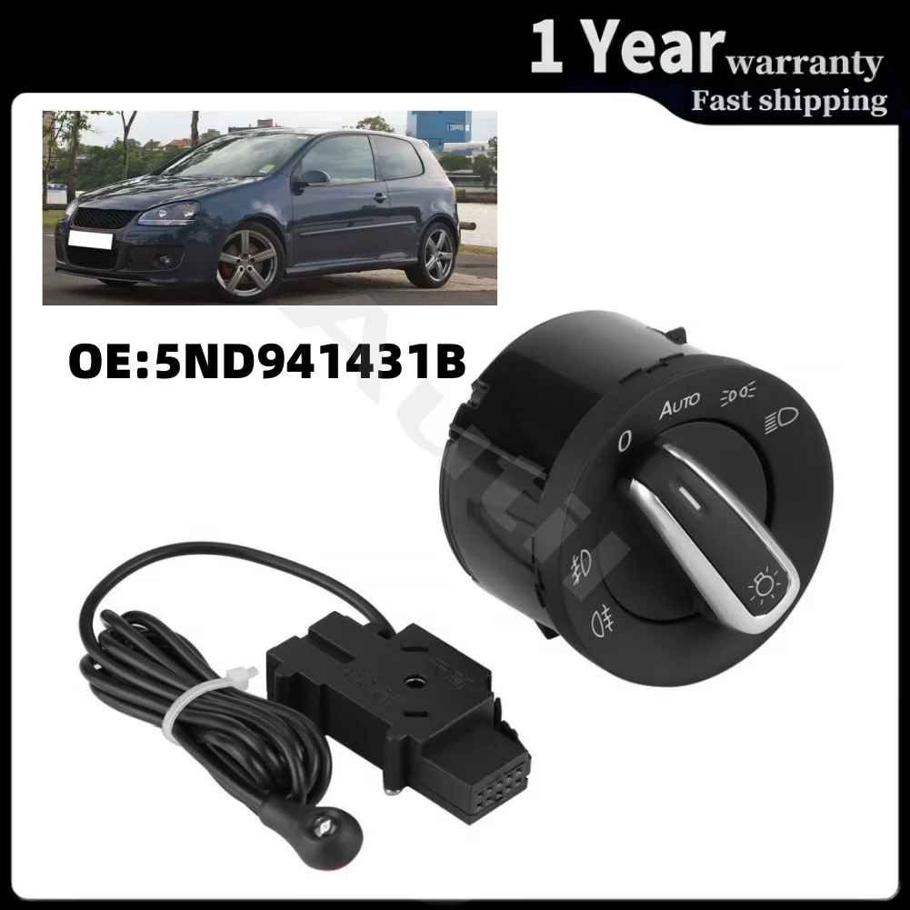 5ND941431B Auto Headlight Fog Lamp Control Switch with Sensor for VW Golf MK5 MK6 Jetta Tiguan Passat B6 Touran Caddy CC GTI