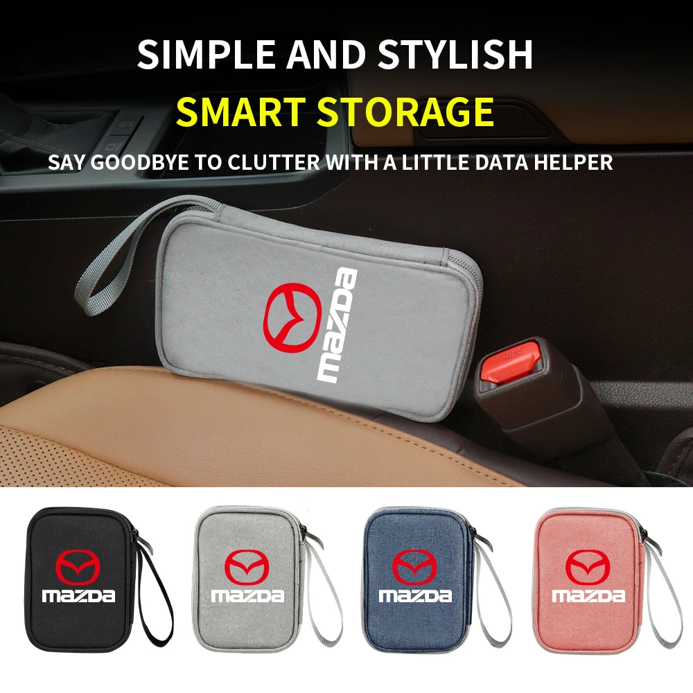 Car Storage Bag USB Data Cable Organizer Waterproof Auto Storage Accessories For Mazda 2 3 5 6 Axela Atenza 6 CX-3 CX-4 CX 5 MS