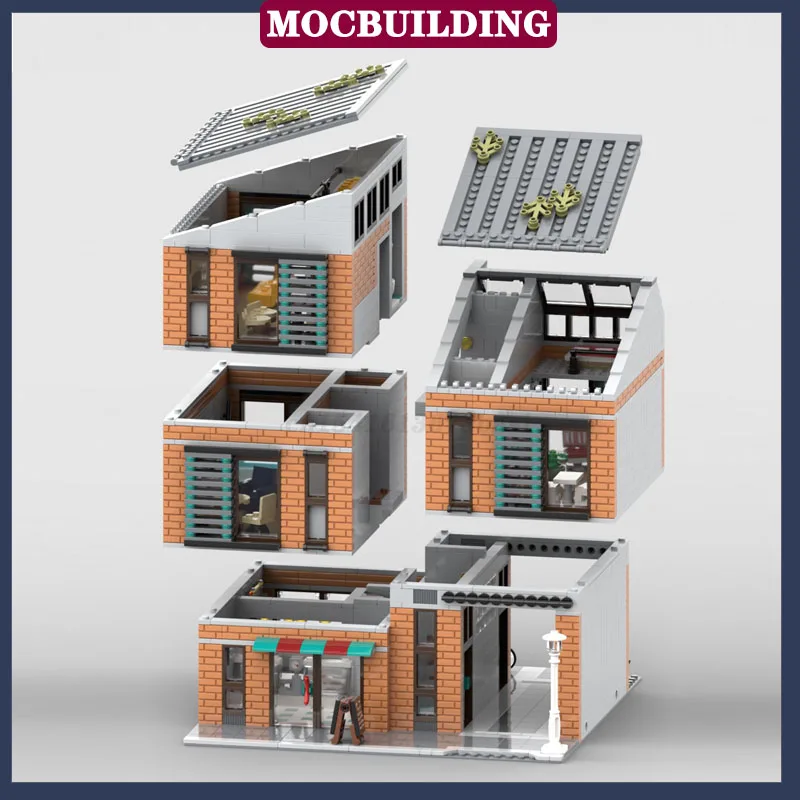 MOC City Modern Penthouse Model Assembly Building Blocks Kitchen Shop Apartment Collection Series Toy Gifts