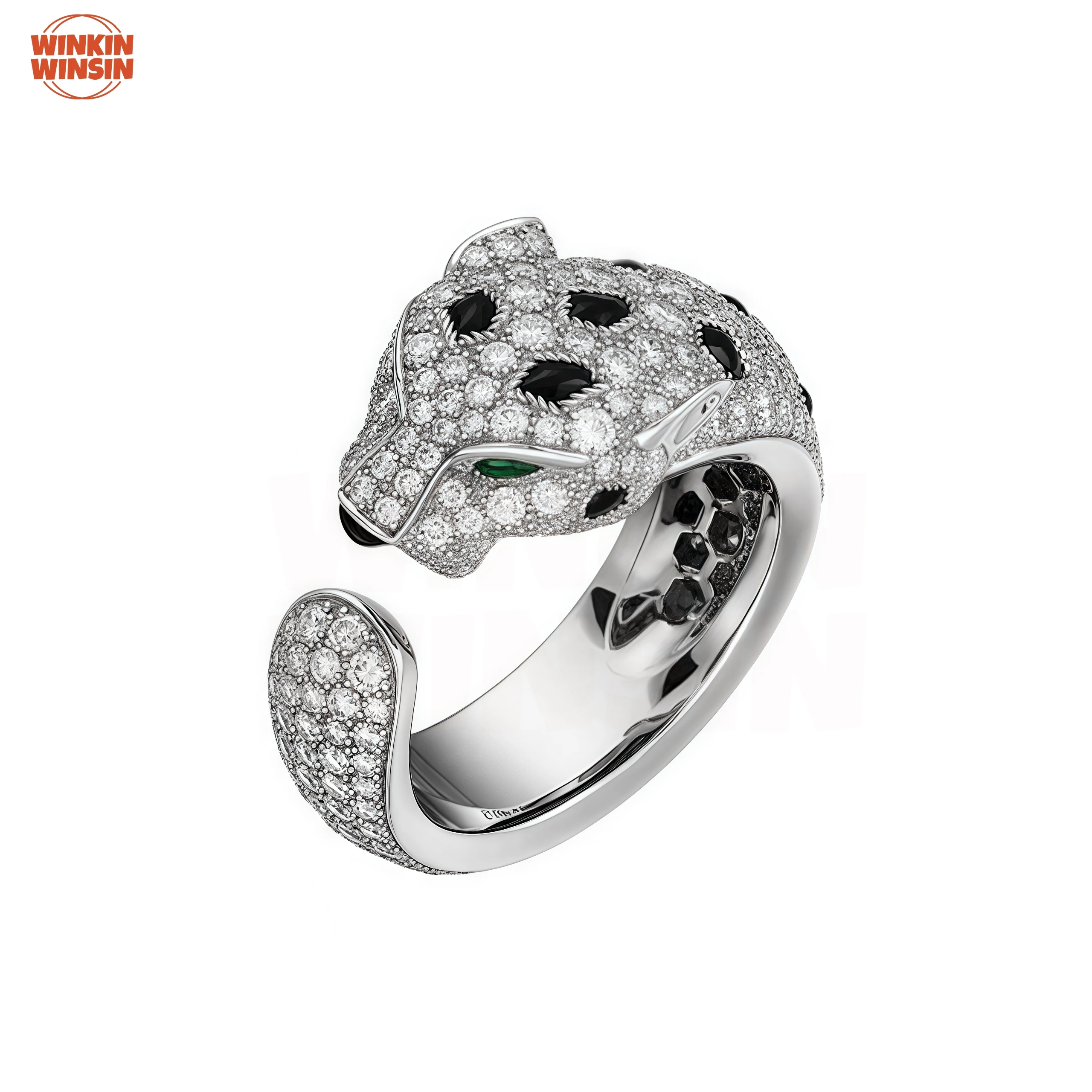 

Winkin Winsin Luxury 925 Sterling Silver Woman Leopard Head Rings Fine Jewelry High Carbon Diamond Gemstones Jewellery Rings