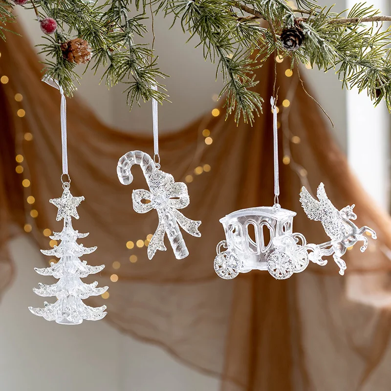 

New Christmas tree decoration transparent acrylic snowflake deer angel pendant Christmas decoration, exquisite packaging, can be