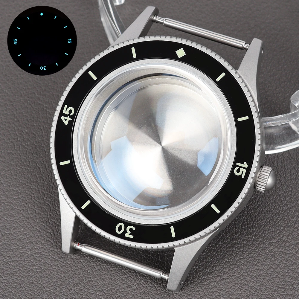 20BAR Sandblast 40mm retro Watch Case Luminous bezel For 50 FATHOMS Fit NH34 NH35 NH36 NH38 NH70 NH72 Movement AR Sapphire Glass