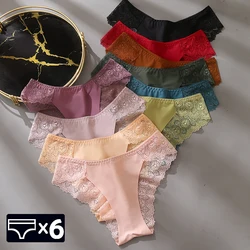 6Pcs/Set Women's Sexy Panties Sweet Lace Pantys New Underwear Transparent Lingerie Intimates Hollowed Briefs Female Underpanties