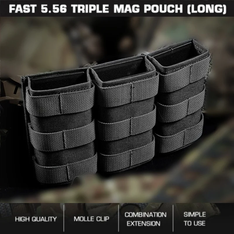 

3-Pack 5.56 Magazine Pouch Set | Heavy-Duty Quick-Release Holder | Universal Rifle Accessories