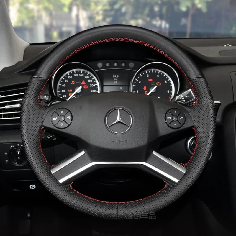 

For Mercedes Benz R320 R400 R350 GL450 M R Class X164 W164 2009-2013 Hand-stitch black Genuine Leather car Steering Wheel Cover