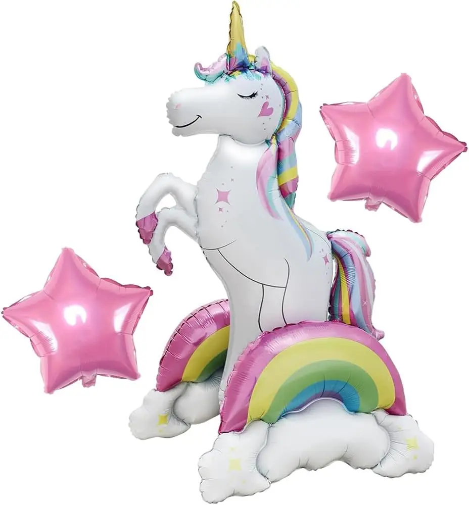 Unicorn Balloon 37 Inch Standing Rainbow Unicorn Aluminum Foil Balloon 3D Magic Rainbow Cloud Unicorn Birthday Party Baby Shower