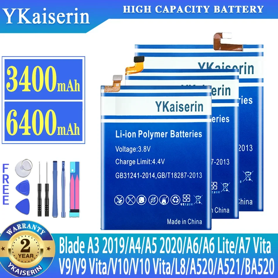 YKaiserin Battery For ZTE Blade V9/V10/V9Vita/V10Vita/A7 Vita/A4/A5 2020/A3 2019/A520/A521/A6 A6020/A6 Lite/A0622/A610/A610C/L8