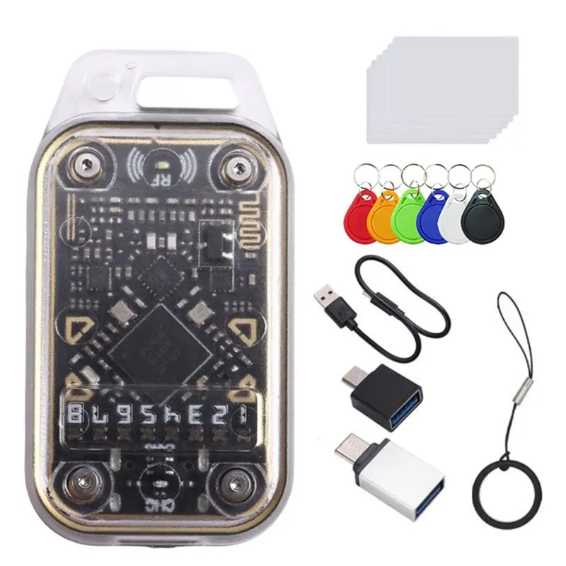 【MUST-HAVE】Chameleon V2.0 RFID Smart Chip Reader Emulator 125K 13.56M Card Decode NFC Duplicator +6XUID Keychain/CUID Card