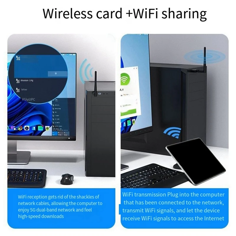 NIC Receiver Driver-Free USB Wireless Wifi All-In-One NIC Receiver PC Laptop Wifi External Transmitter Spare Parts Accessories