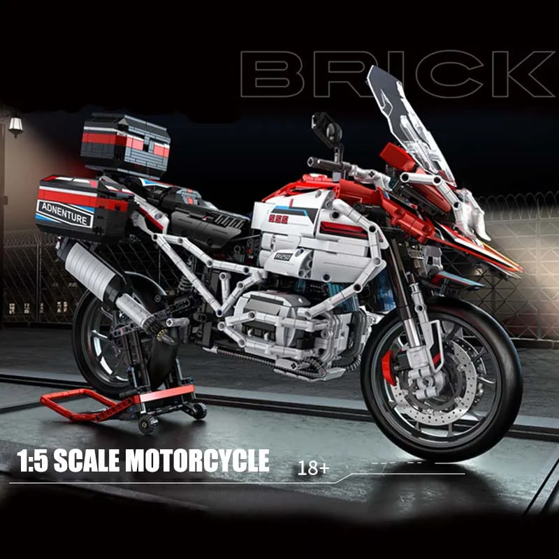 Technical City 2625pcs Adventure Motorcycle Racing Car Building Blocks Bricks MOC 1:5 Scale Motorbike Supercar Toys For Children