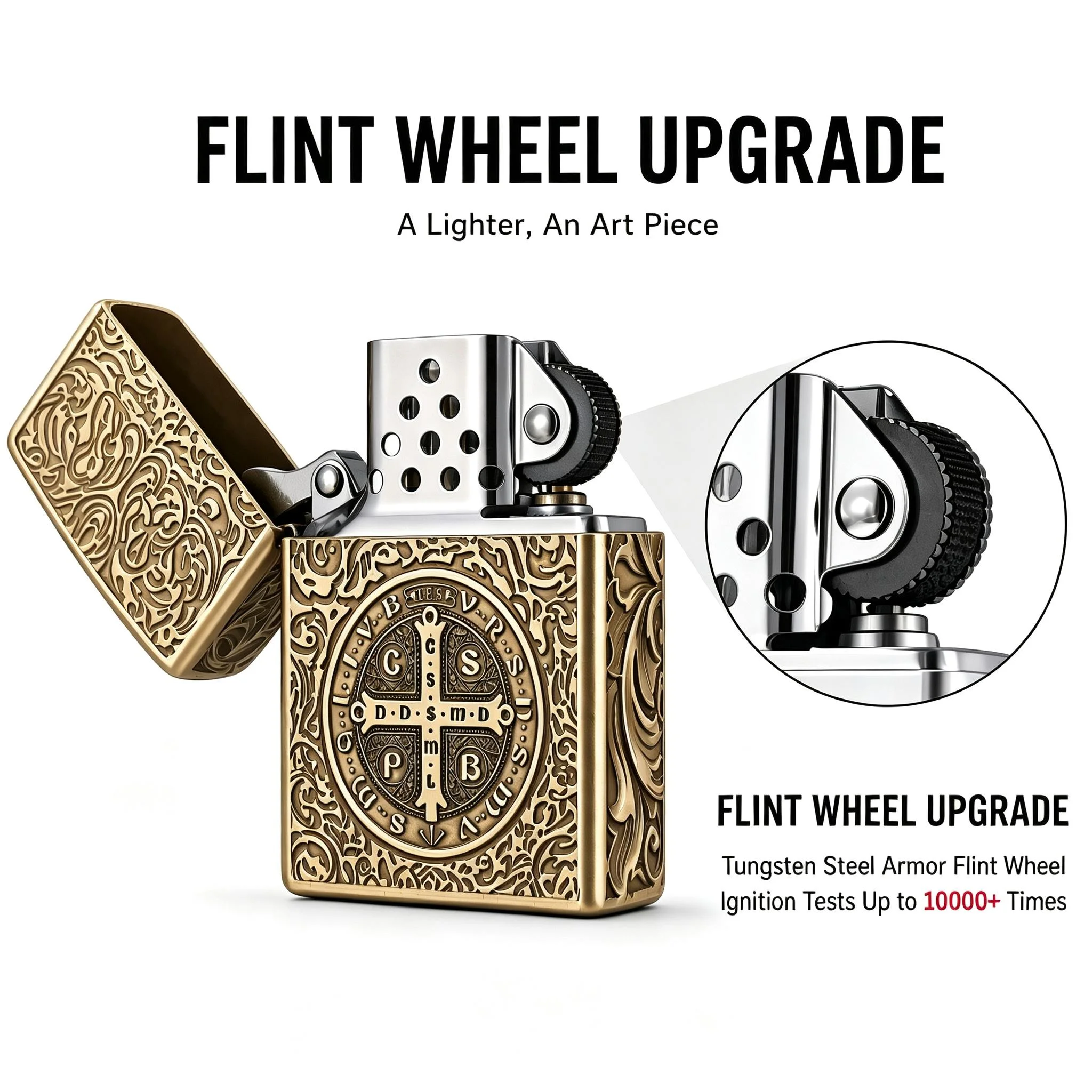 Retro Constantin Engraved Metal Windproof Lighter – No Fuel, Refillable & Portable EDC Flip-Top. Durable, Sturdy Lighter Accessory with Vintage Engraved Design. A Great Gift for Husband, Dad or Boyfriend – Perfect for Birthdays