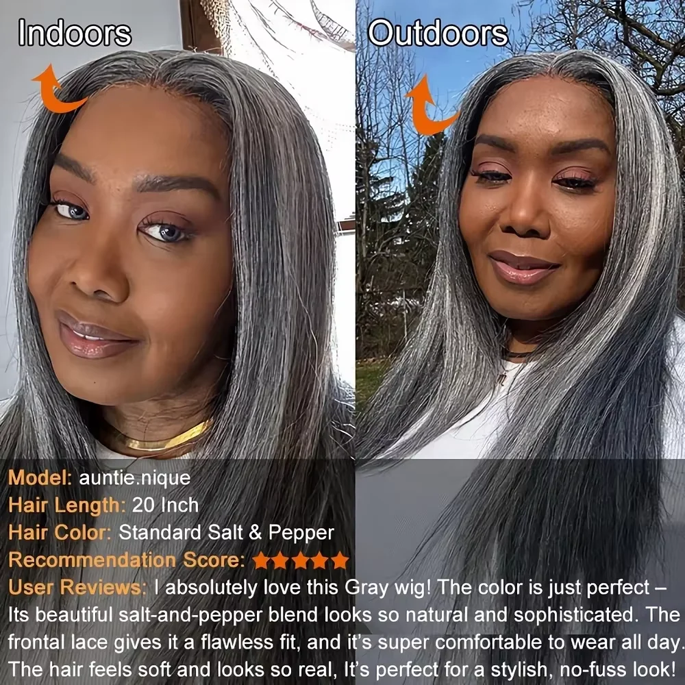 30 بوصة الملح والفلفل الملونة الباروكات شعر طبيعي مفرود 200 عالية الكثافة 13x4 الدانتيل الشفاف أمامي باروكة من شعر طبيعي للنساء