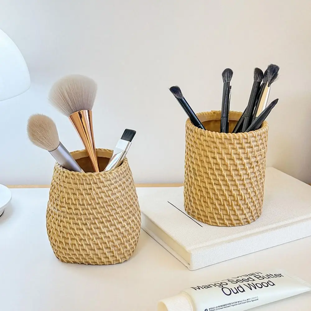 Simple Vine Pen Holder Stationery Storage Minimalism Rattan Pen Holder Plastic Home Office Tableware Holder Desk Accessories