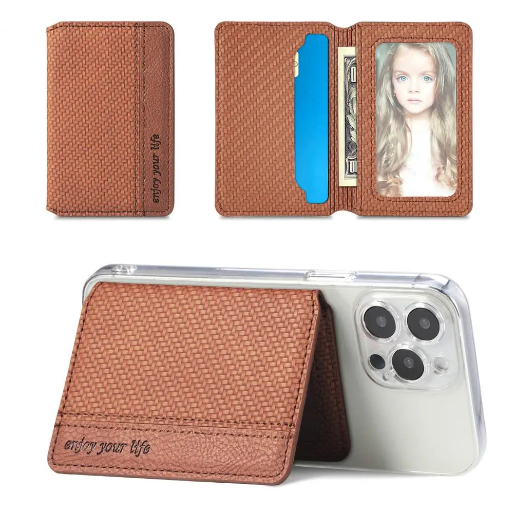 Phone Card Holder  Durable Multifunctional Faux Leather  Magnetic Phone Case Sticker Rack Phone Accessories
