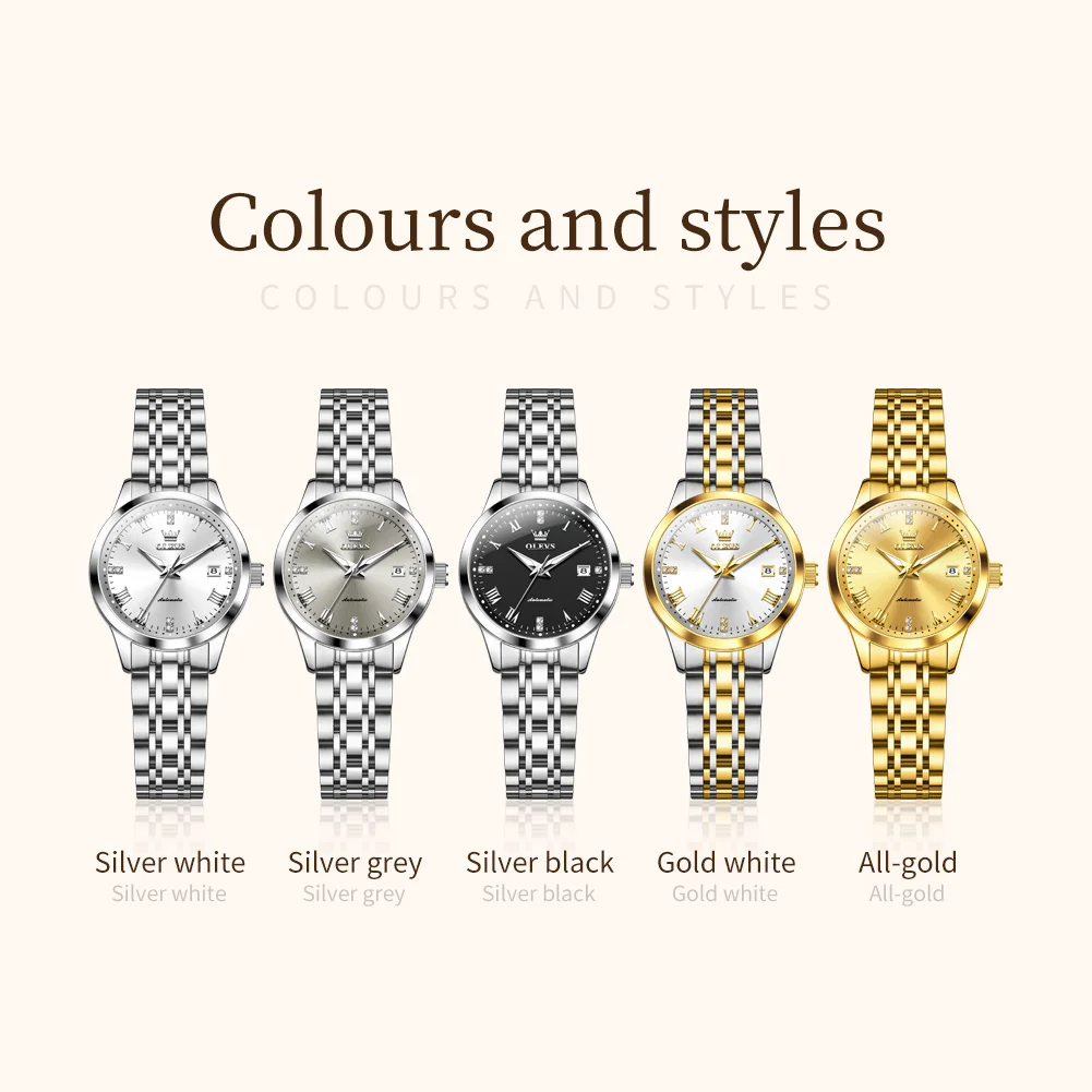 OLEVS Watches Woman 7062 Original Fashion Mechanical Watch Stainless Steel Waterproof Luminous Date Watches For Women Reloj
