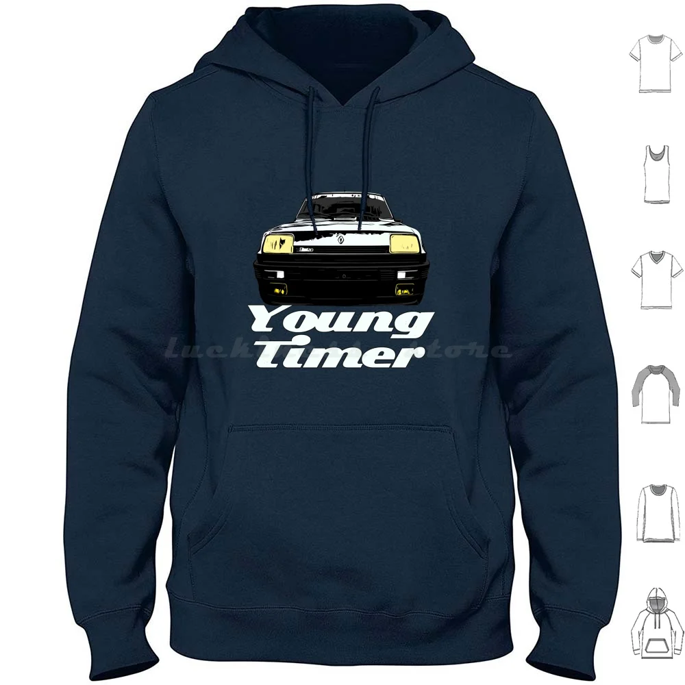 R5 Alpine Turbo Blanc Neige. Hoodie Cotton Long Sleeve R5 Alpine Turbo Youngtimer Sport Automotive