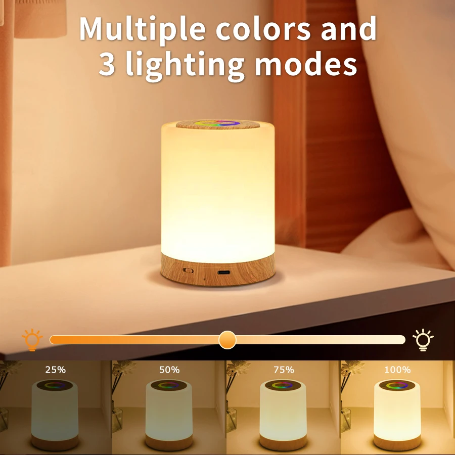 

2 в 1, ночник с сенсорным управлением, светодиодный подвесной фонарь для кемпинга, RGB, настольная лампа с регулируемой яркостью, детские прикроватные светильники для сна