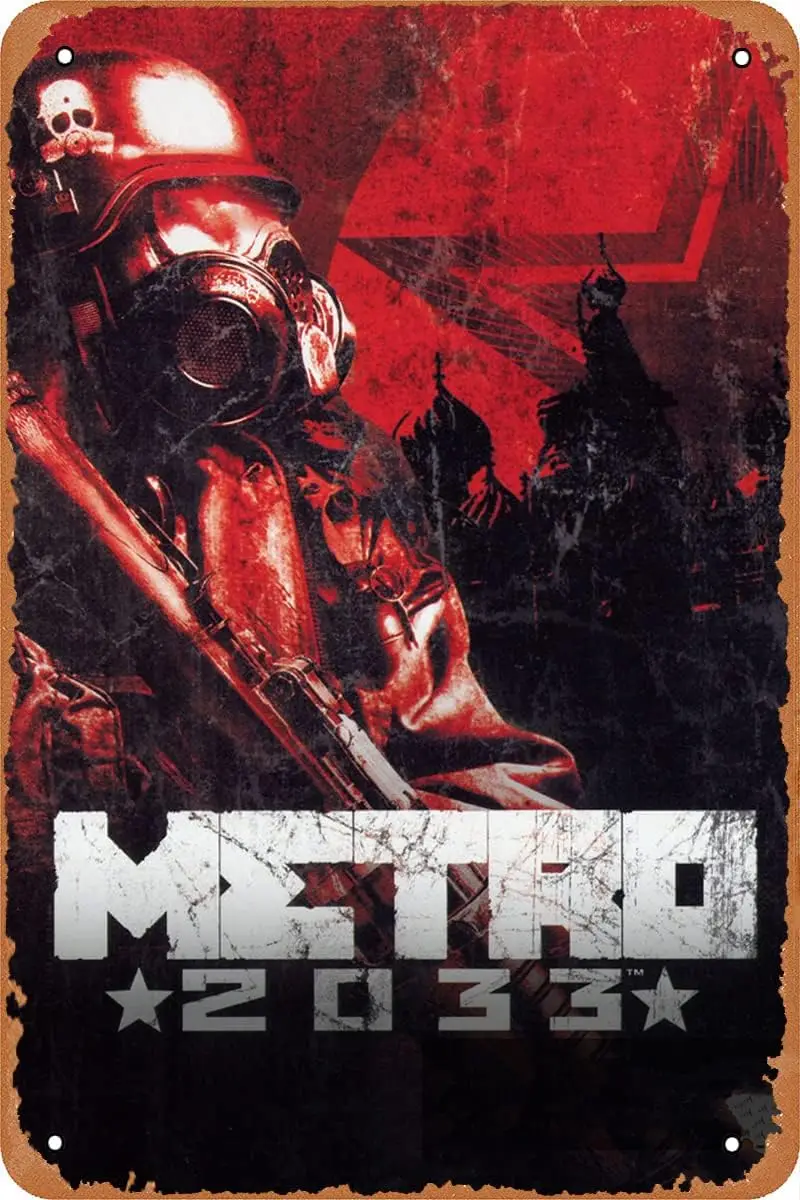 Metro 2033 Game Poster Video Game Tin Sign Vintage Style Wall Plaque Decoration 8x12 inch sign
