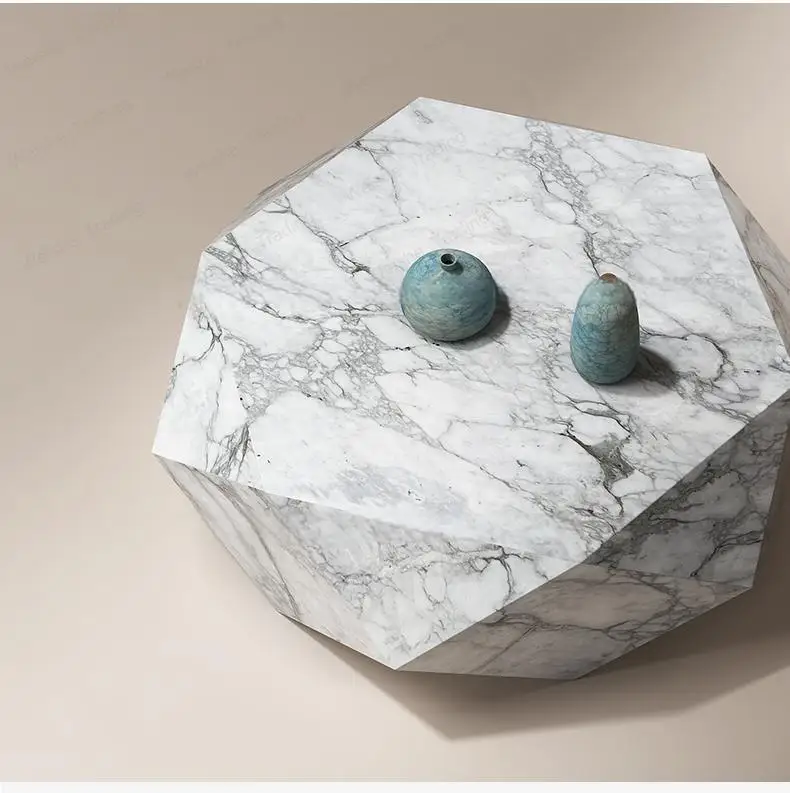 Geometric Marble Coffee Table, Nordic Minimalist Design for Any Space, Heat & Scratch Resistant, Artistic, Customizable
