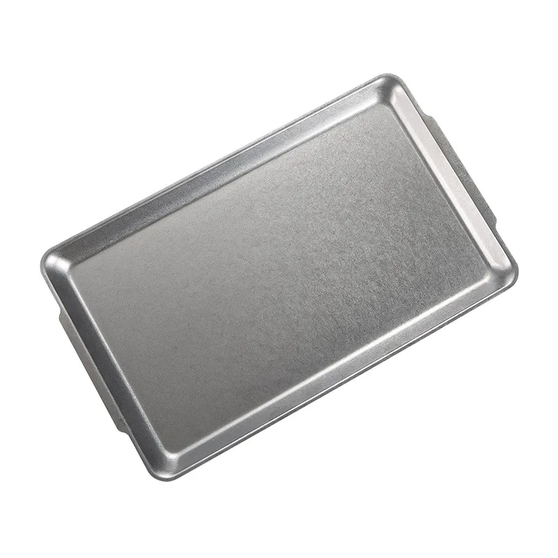 Outdoor 304 Stainless Steel Square Plate Camping Lightweight Portable Dining Plate Side Ear Stack Storage Tableware