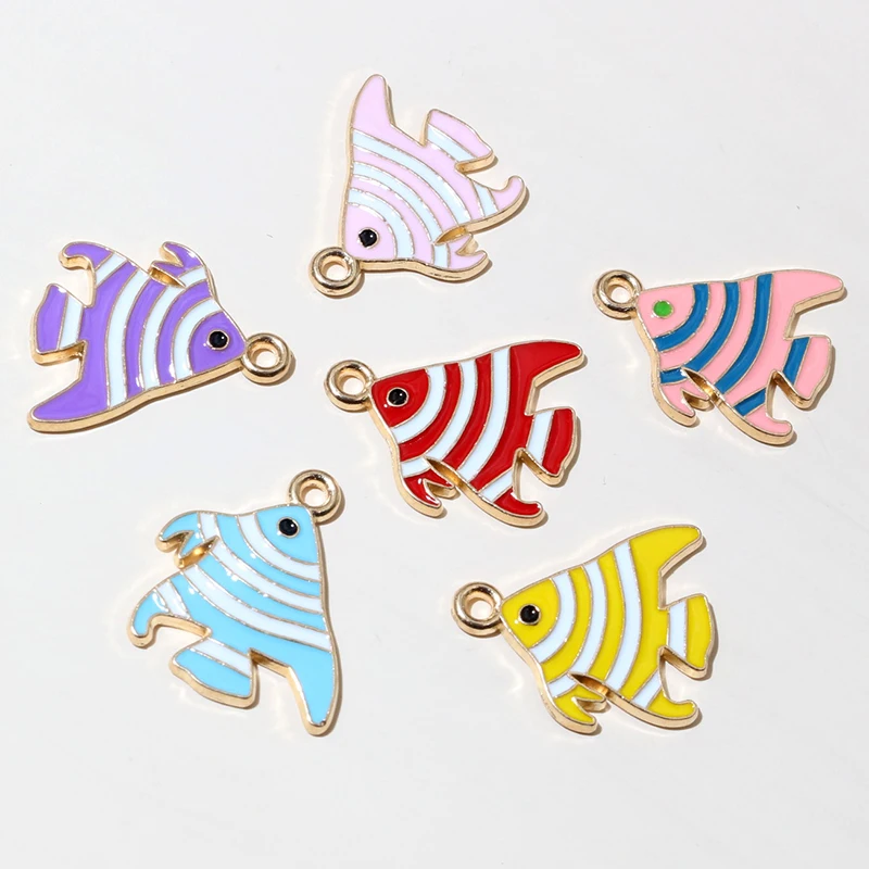 20pcs Enamel Fish Charms Pendant for Earrings Necklace Bracelet Findings Alloy Metal DIY Jewelry Making Accessories - view 6