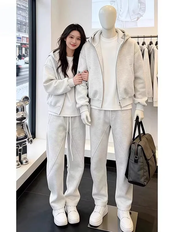 

Мужской спортивный костюм American Sle Heavyweight: модный свободный комплект с капюшоном для бега и повседневной носки на весну, осень и зиму