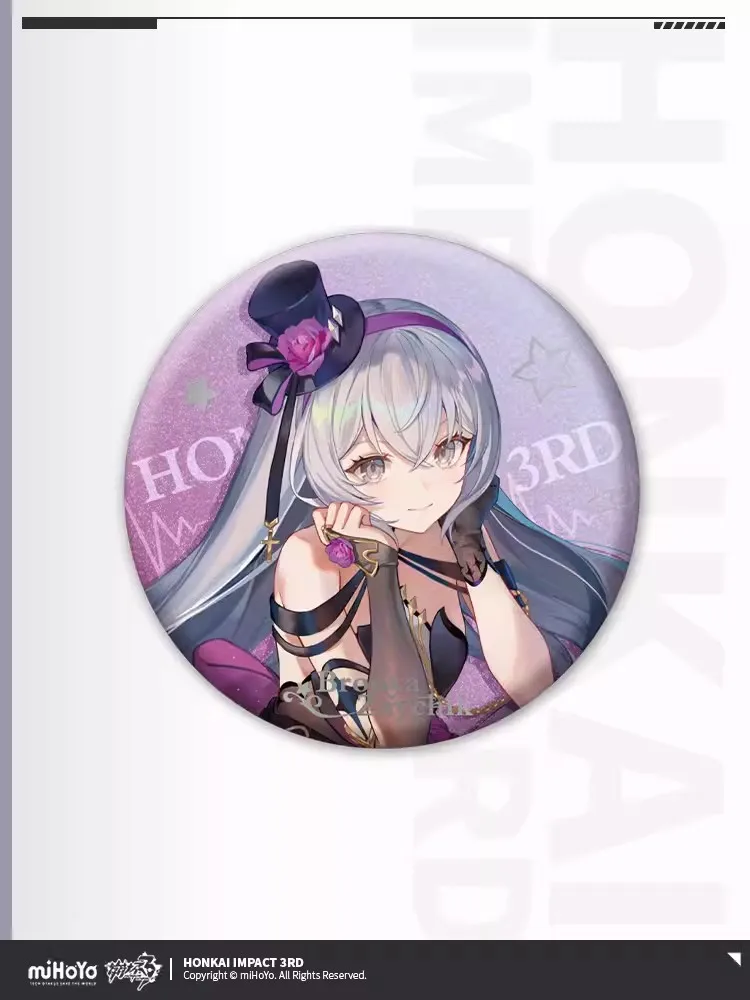 เข็มกลัดคอสเพลย์อะนิเมะเรื่องเกม honkai impact 3RD Capriccio 58mm, เข็มกลัดคอสเพลย์อนิเมะเรื่องเกม honkai ของขวัญวันฮาโลวีนสำหรับเด็กของแท้