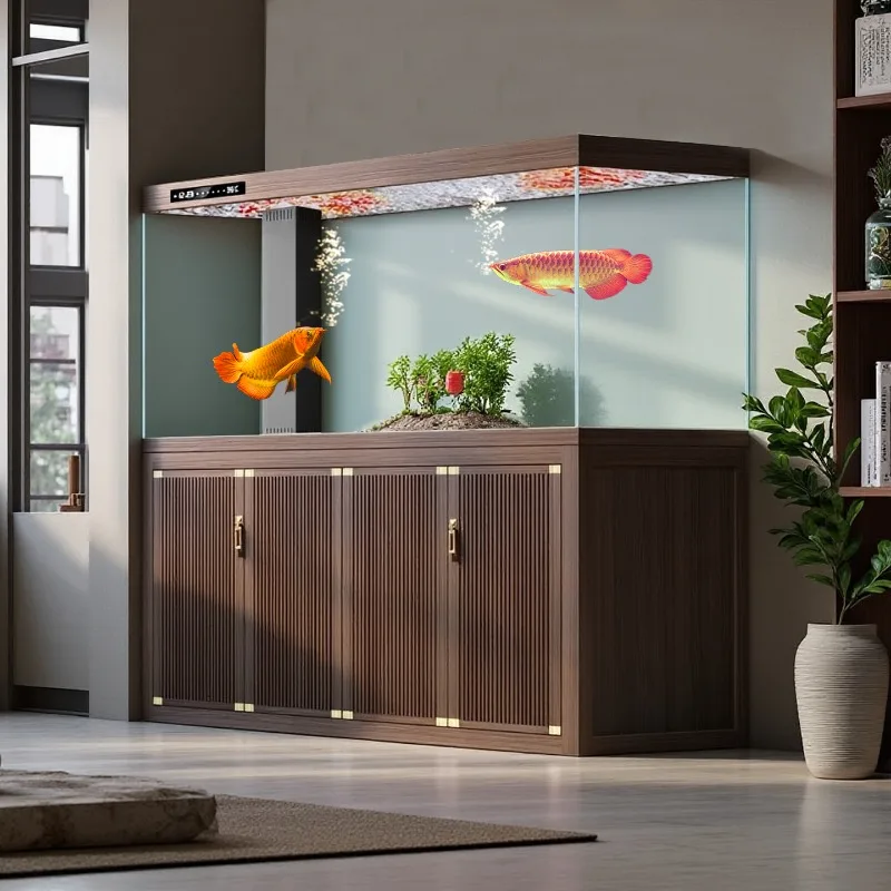 

Chinese Style Large Arowana Aquarium Tank - Ultra Clear Glass Eco Home Aquarium with Grate Bottom Filter for Living Room JT40